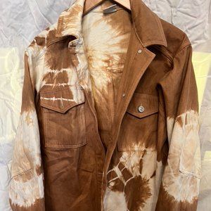 Tan and Cream Tie-dye Denim Jacket